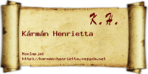 Kármán Henrietta névjegykártya